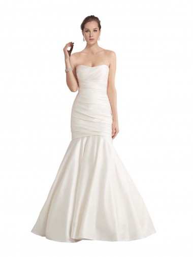 Sleeveless Strapless Satin Ivory Chapel Train Beach Wedding Dress Sydney