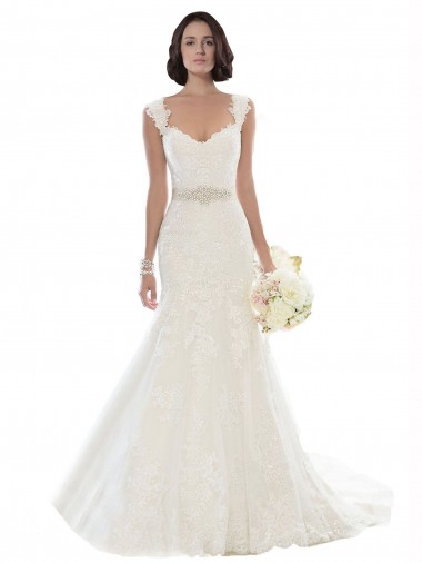 Sleeveless Off the Shoulder Lace White Chapel Train Beach Wedding Dress Sydney