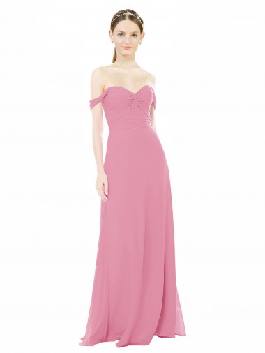 Cap Sleeves Sweetheart Soft Chiffon Skin Pink Long Formal Dress / Bridesmaid Dress Sydney