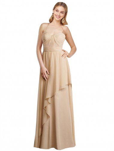 Sleeveless Sweetheart Soft Chiffon Champagne Long Bridesmaid Dress Sydney