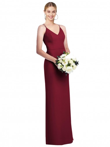 Sleeveless V-Neck Soft Chiffon Burgundy Long Formal Dress / Bridesmaid Dress Sydney