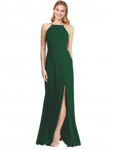 Sleeveless High Neck Soft Chiffon Dark Green Long Semi Formal Evening Dress / Bridesmaid Dress Sydney