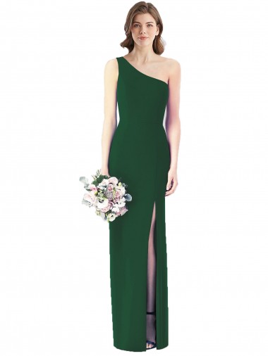 Sleeveless One Shoulder Soft Chiffon Dark Green Long Bridesmaid Dress Sydney