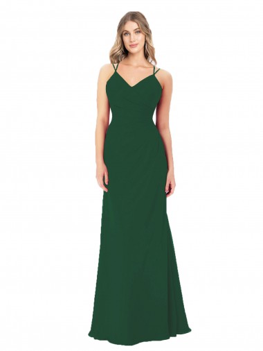 Sleeveless Sweetheart Soft Chiffon Dark Green Long Bridesmaid Dress Sydney