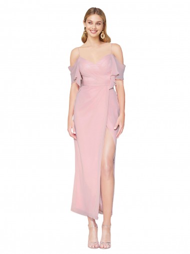 Cold Shoulder High Neck Soft Chiffon Primrose Knee Length Formal Evening Gown / Prom Dress / Bridesmaid Dress Sydney