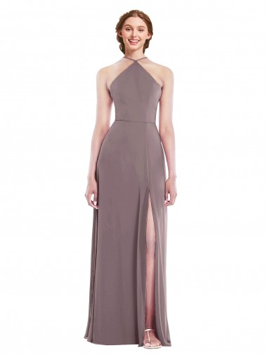 Sleeveless Halter Neck Soft Chiffon Dusty Rose Long Formal Evening Gown / Bridesmaid Dress Sydney