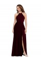 Sleeveless Halter Neck Soft Chiffon Burgundy Gold Long Semi Formal Evening Dress / Bridesmaid Dress Sydney