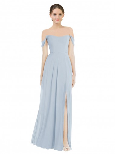 Flounce Sleeves Off the Shoulder Soft Chiffon Sea Glass Long Semi Formal Evening Dress / Bridesmaid Dress Sydney