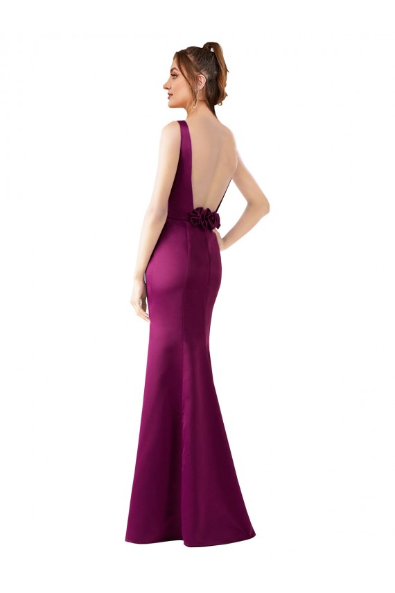 Sleeveless Bateau Neck Satin Merlot Long Black Tie Evening Gown / Prom Dress / Bridesmaid Dress Sydney