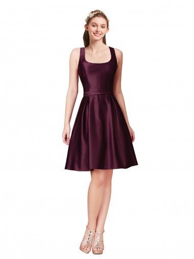 Sleeveless Bateau Neck Satin Knee Length Prom Dress / Bridesmaid Dress Sydney