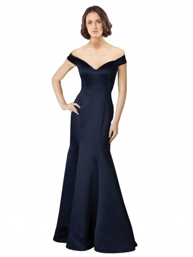 Cap Sleeves V-Neck Satin Dark Navy Long Prom Dress / Bridesmaid Dress Sydney