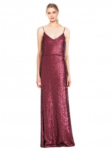 Sleeveless High Neck Sequin Burgundy Long Formal Evening Gown / Prom Dress / Bridesmaid Dress Sydney