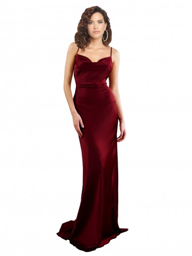 Sleeveless Cowl Neck Silk like Satin Burgundy Long Formal Evening Gown / Prom Dress / Bridesmaid Dress Sydney