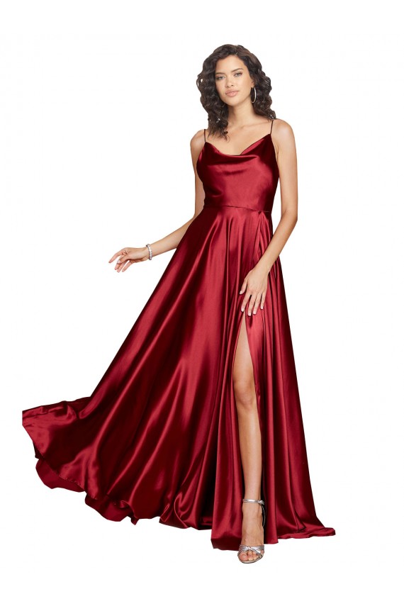 Sleeveless Cowl Neck Silk like Satin Burgundy Long Black Tie Evening Dress / Prom Dress / Bridesmaid Dress Sydney