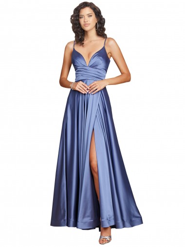 Sleeveless Sweetheart Silk like Satin French Blue Long Black Tie Evening Gown / Prom Dress / Bridesmaid Dress Sydney