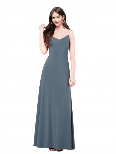 Sleeveless V-Neck Spandex Slate Grey Long Prom Dress / Bridesmaid Dress Sydney