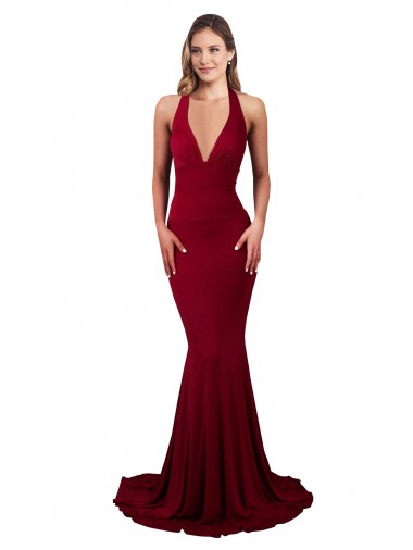 Sleeveless V-Neck Spandex Burgundy Long Formal Evening Gown / Prom Dress / Bridesmaid Dress Sydney