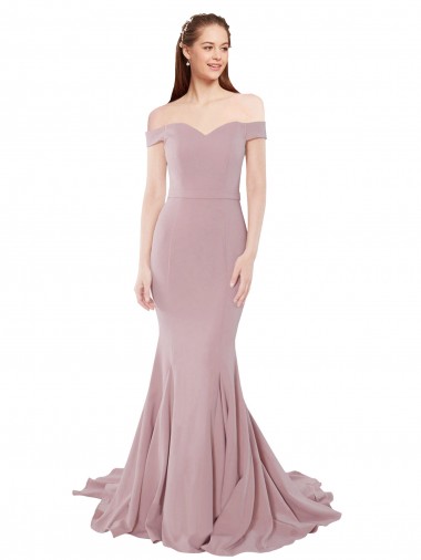Sleeveless Sweetheart Stretch Crepe Dusty Pink Sweep Train Bridesmaid Dress / Evening Dress Sydney