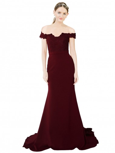 Sleeveless Sweetheart Stretch Crepe & Lace Burgundy Gold Sweep Train Formal Evening Gown / Prom Dress / Bridesmaid Dress Sydney
