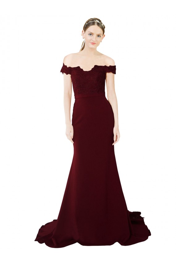 Sleeveless Sweetheart Stretch Crepe & Lace Burgundy Gold Sweep Train Formal Evening Gown / Prom Dress / Bridesmaid Dress Sydney