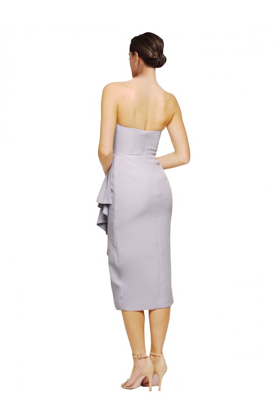 Sleeveless Strapless Stretch Crepe Arctic Lilac Cocktail Length High Low Evening Gown / Prom Dress / Bridesmaid Dress Sydney