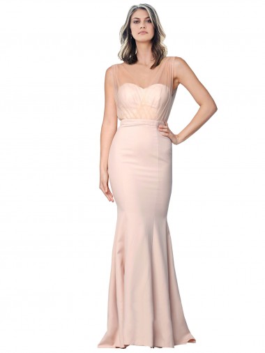 Sleeveless Sweetheart Stretch Crepe & Tulle Nude Long Formal Evening Gown / Prom Dress / Bridesmaid Dress Sydney