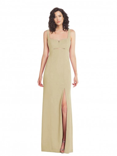 Sleeveless Square Neck Stretch Crepe Champagne Long Formal Evening Gown / Prom Dress / Bridesmaid Dress Sydney