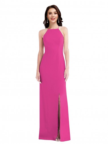 Sleeveless High Neck Stretch Crepe Fuchsia Long Formal Evening Gown / Prom Dress / Bridesmaid Dress Sydney