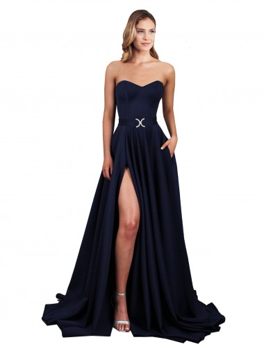 Sleeveless High Neck Stretch Crepe Dark Navy Long Formal Dress / Bridesmaid Dress Sydney