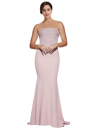 Sleeveless Strapless Stretch Crepe Mauve Sweep Train Formal Evening Gown / Prom Dress / Bridesmaid Dress Sydney