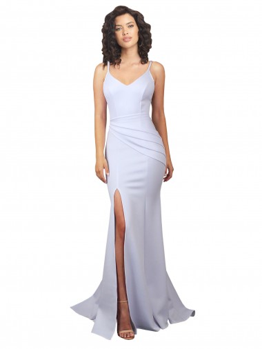 Sleeveless High Neck Stretch Crepe White Long Beach Wedding Dress Sydney