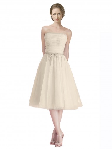Sleeveless Strapless Tulle Cocktail Length Bridesmaid Dress Sydney