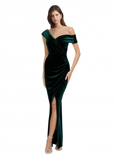 Sleeveless Sweetheart Stretch Velvet Dark Green Long High Low Evening Gown / Prom Dress / Bridesmaid Dress Sydney